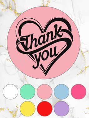 100 Hearts Thank you Stickers Thermal Stickers 2 Inch